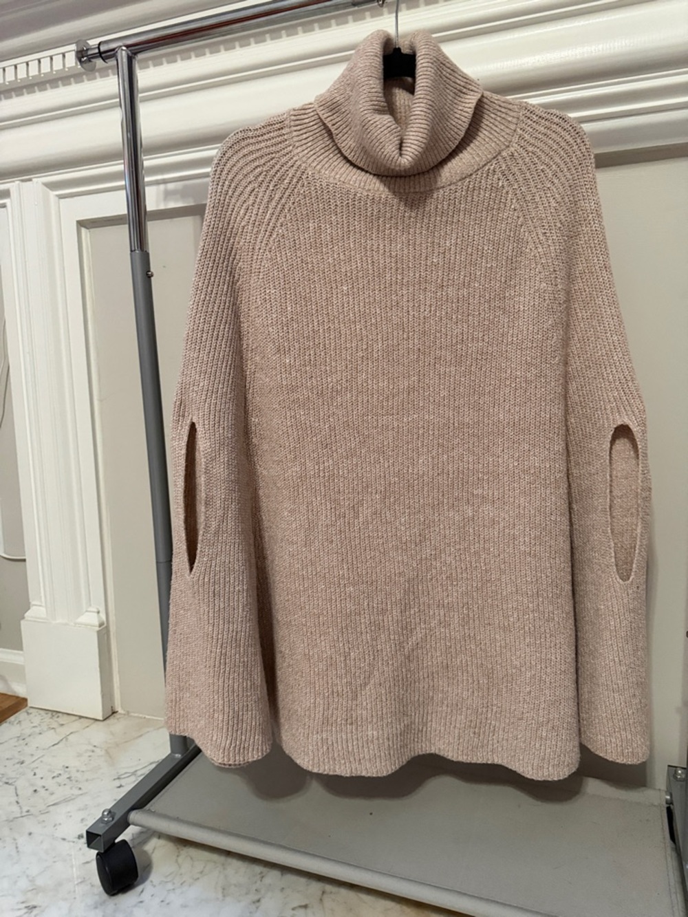 Cozy Beige Turtleneck Cape